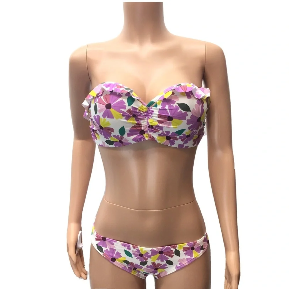 2pc Kate Spade White Floral Cruise Convertible Bikini Set
